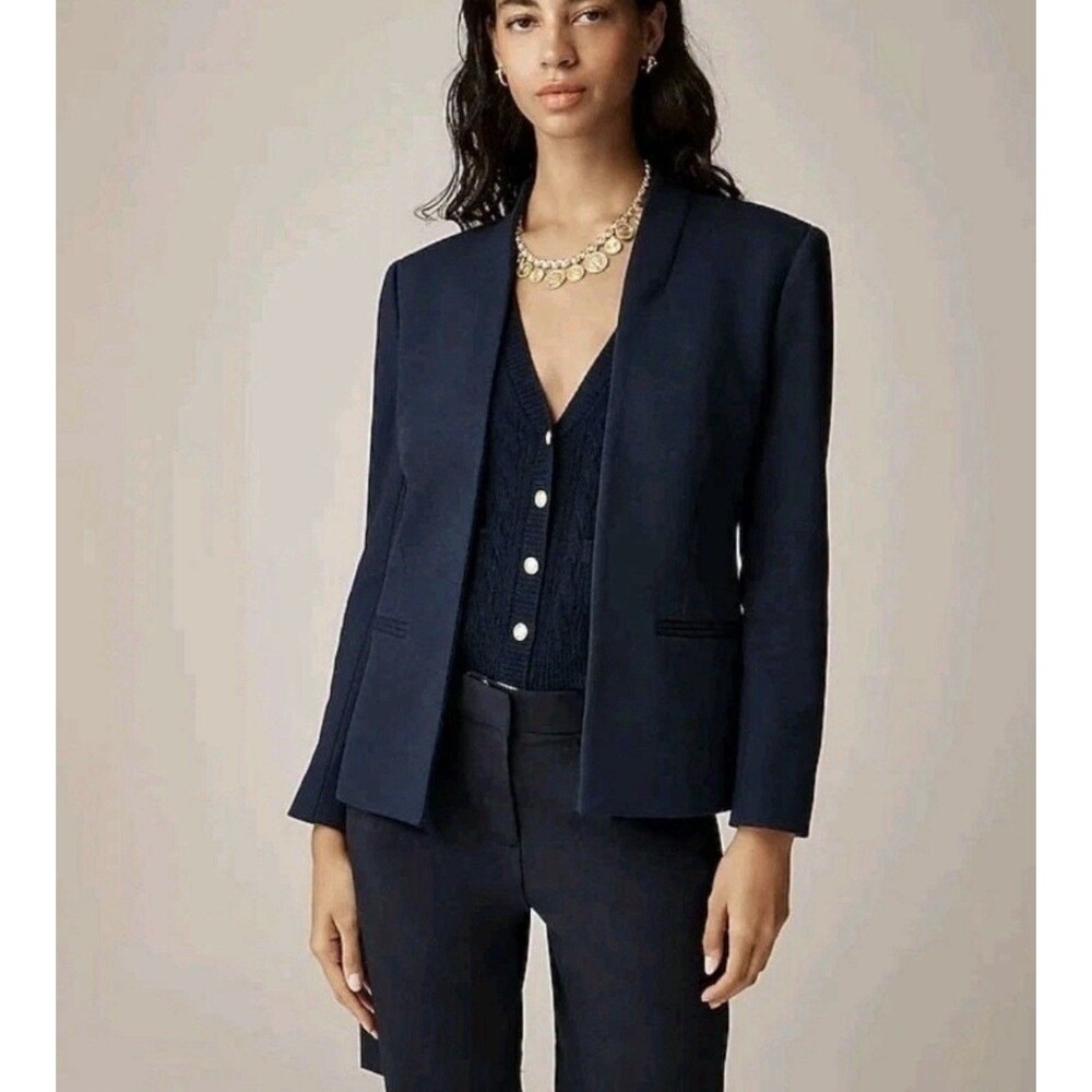 J.Crew Going Out Blazer in Navy  Blue  Stretch Twill Open Front Jacket 14